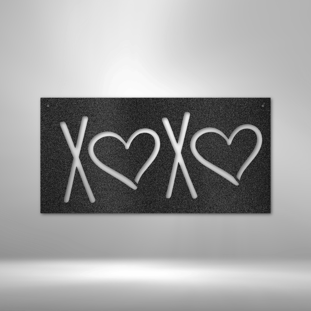 custom steel sign made in usa with xoxo and heart shaped o design for romantic decor