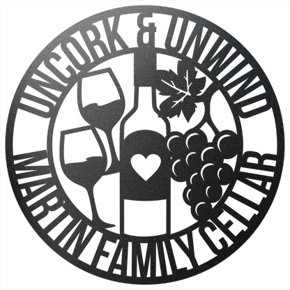 Personalized wine cellar steel sign in black finish