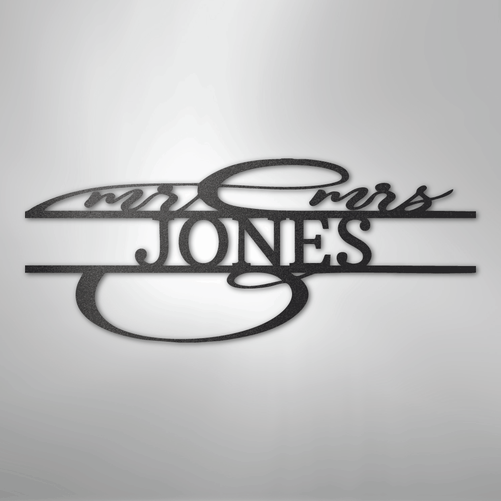 Custom Steel Sign: Fancy Couple’s Mr. & Mrs. Last Name Script USA Made ...