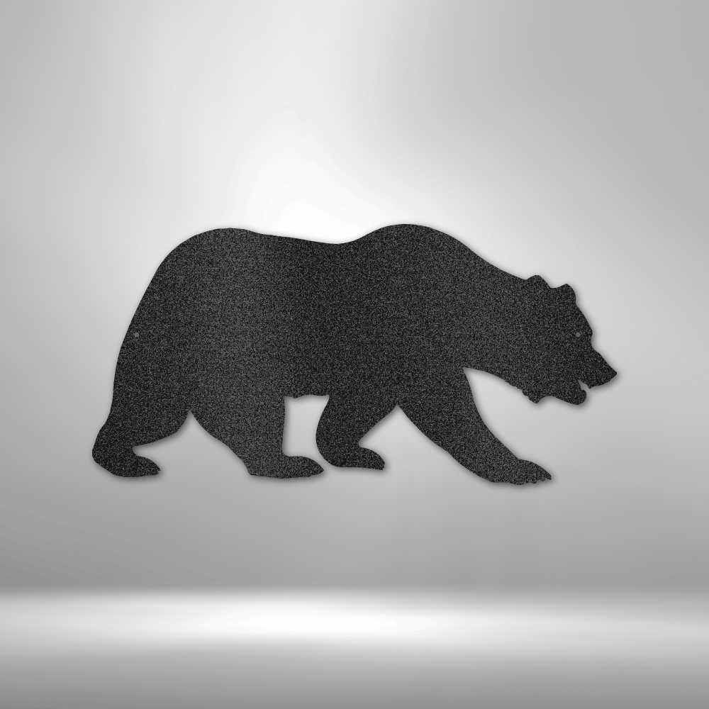 Bear silhouette metal wall art for rustic cabin, lodge, or hunting decor made in USA