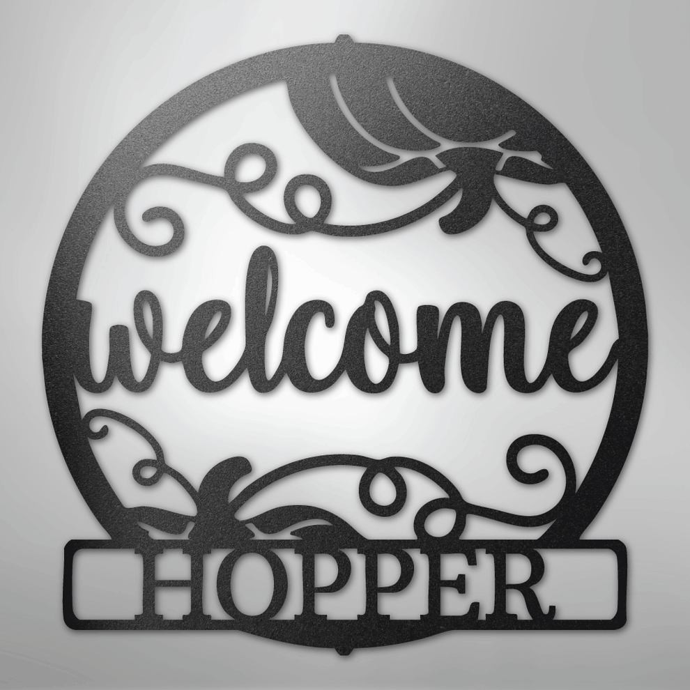 Custom Steel Welcome Sign with Nameplate – Entryway Decor Made in USA ...