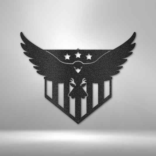 custom steel sign made in usa with patriotic eagle and shield metal wall art