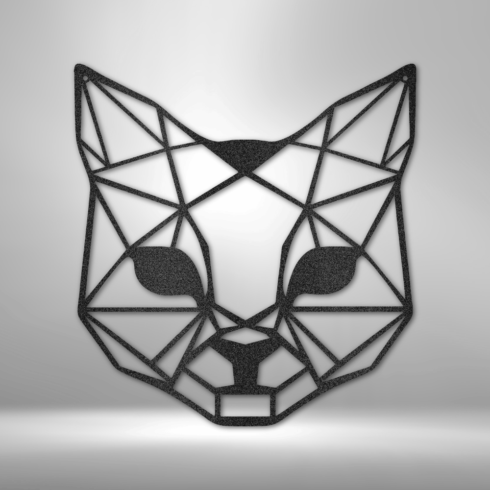 custom steel sign made in usa with geometric cat face design modern pet decor