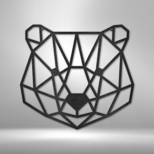 custom steel sign made in usa with geometric bear head silhouette modern wall decor
