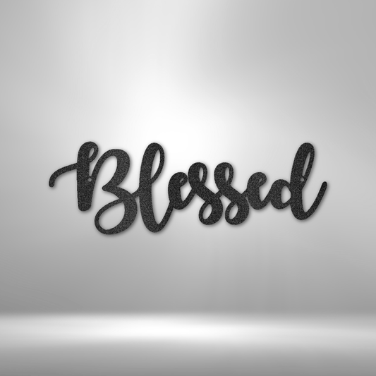 custom steel sign made in usa with blessed script inspirational wall decor