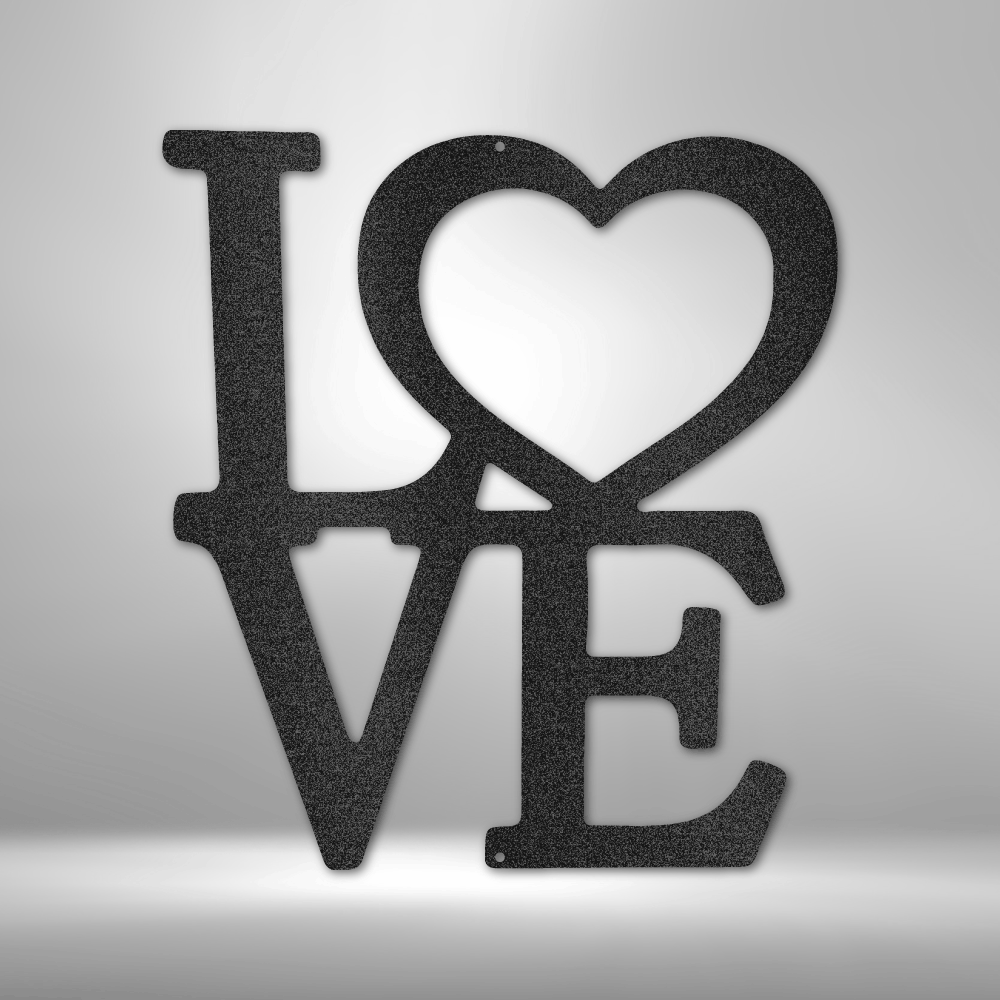 custom steel sign made in usa with love text and heart shaped o wall decor