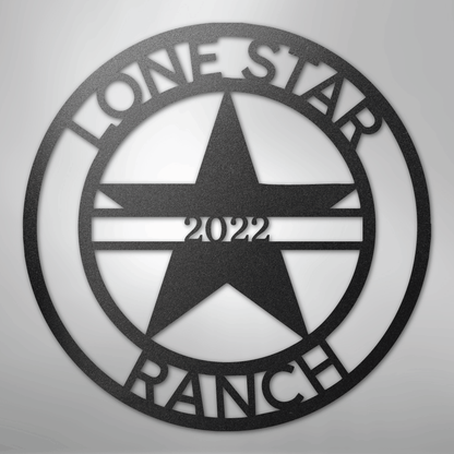 Personalized Texas Lone Star steel sign in black finish