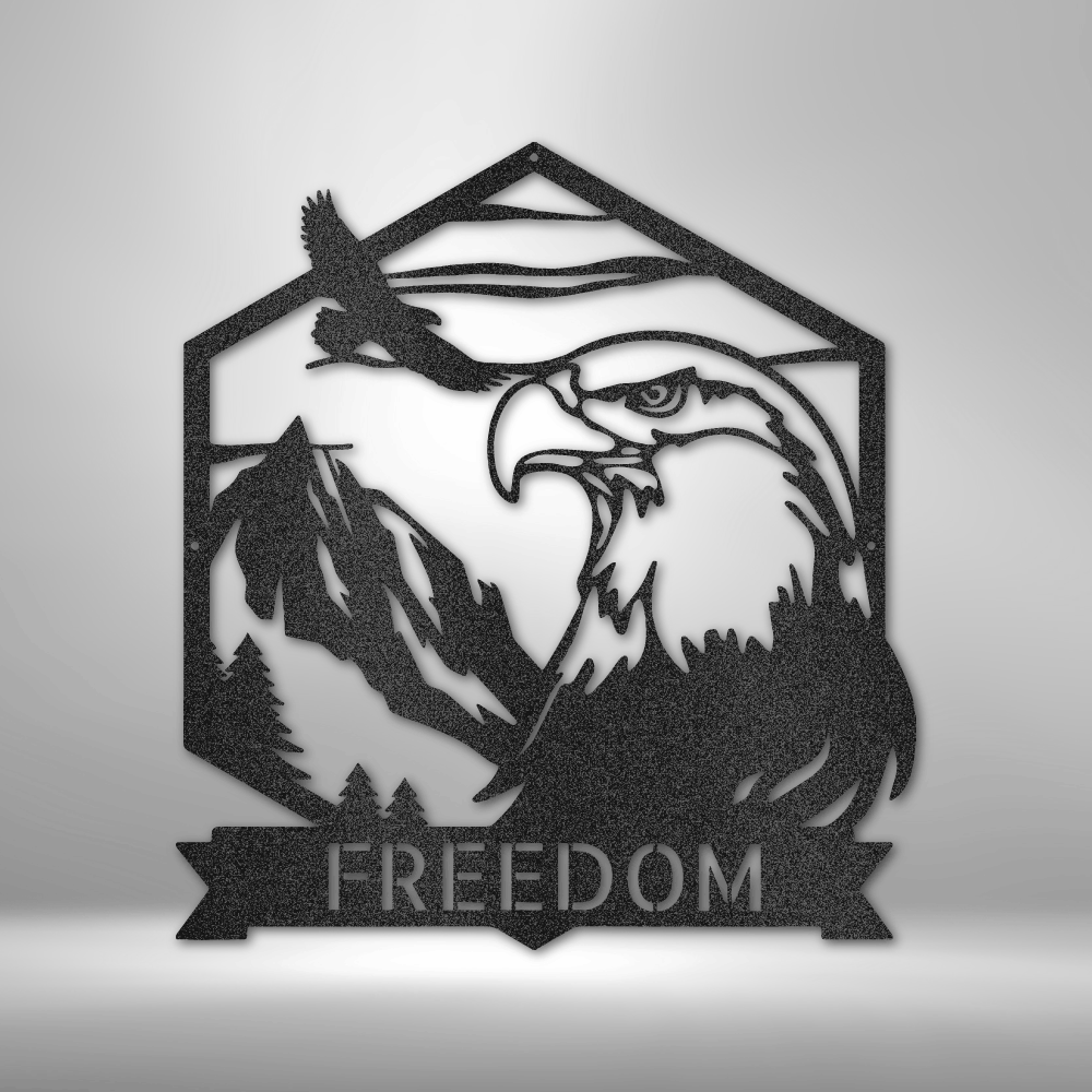 custom steel sign made in usa with eagle mountain and personalized word banner