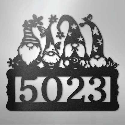 Gnome Address Sign steel sign in black finish