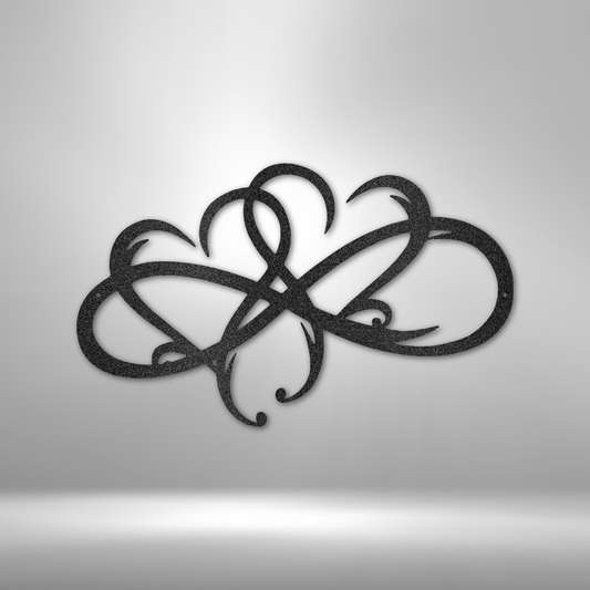 Infinity heart metal wall art with tribal design style, romantic abstract home decor made in USA