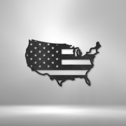 patriotic metal wall art of USA map with American flag cutout design for patriotic steel sign decor