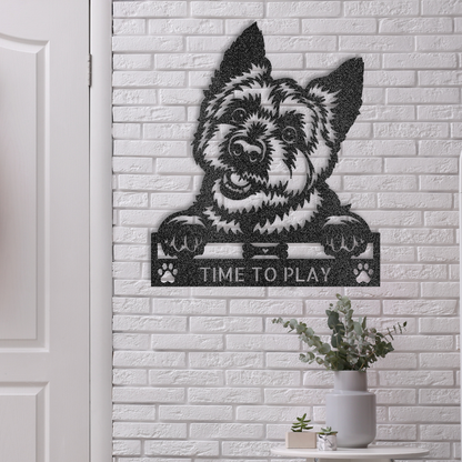 Personalized custom steel sign featuring a Yorkie dog design. Add your pet’s name to this Made in USA metal wall art. Free shipping included - in black.